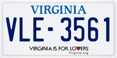 VA license plate VLE3561