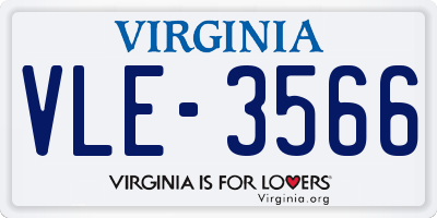 VA license plate VLE3566