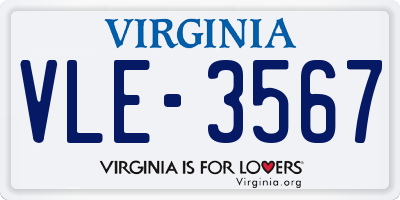 VA license plate VLE3567