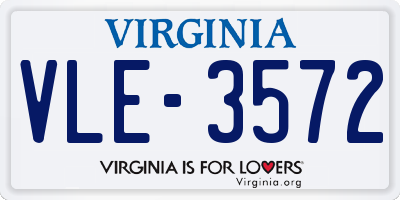 VA license plate VLE3572