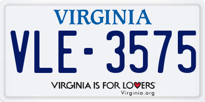 VA license plate VLE3575