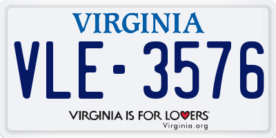 VA license plate VLE3576