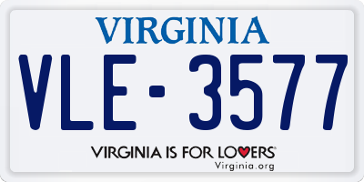 VA license plate VLE3577