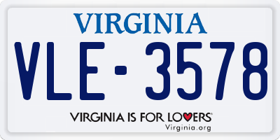 VA license plate VLE3578