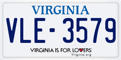 VA license plate VLE3579