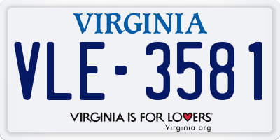 VA license plate VLE3581