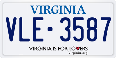 VA license plate VLE3587