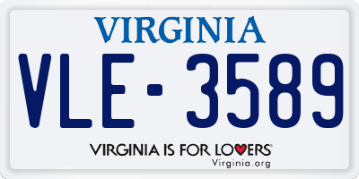 VA license plate VLE3589