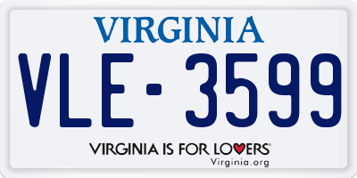 VA license plate VLE3599