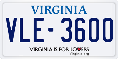 VA license plate VLE3600