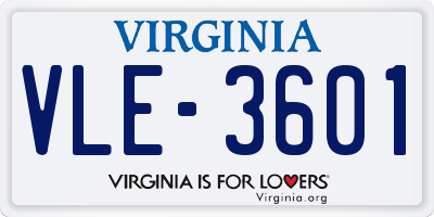 VA license plate VLE3601