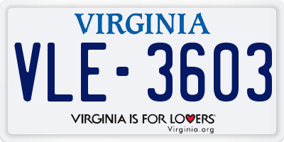 VA license plate VLE3603