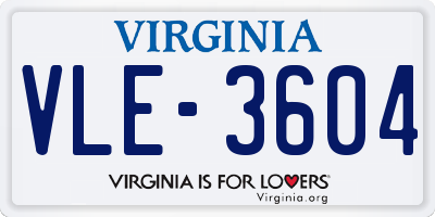 VA license plate VLE3604