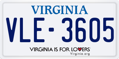 VA license plate VLE3605