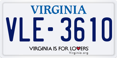 VA license plate VLE3610