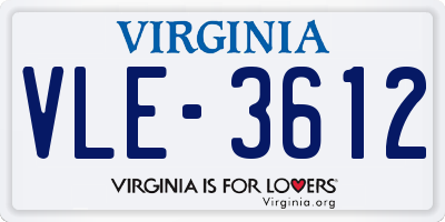 VA license plate VLE3612