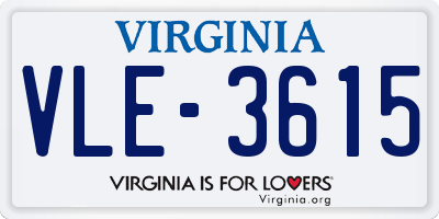 VA license plate VLE3615