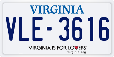 VA license plate VLE3616