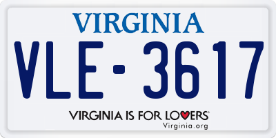 VA license plate VLE3617