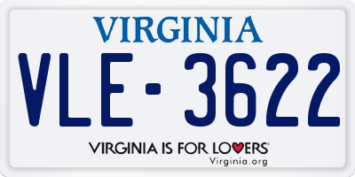 VA license plate VLE3622