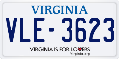 VA license plate VLE3623