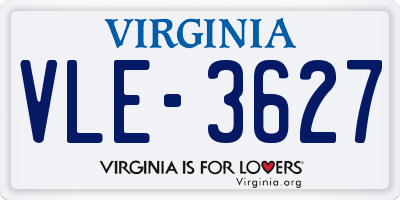 VA license plate VLE3627