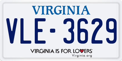 VA license plate VLE3629