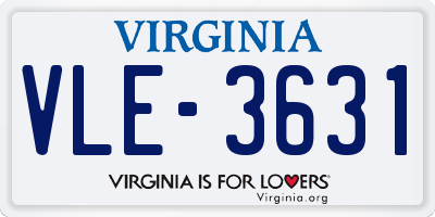 VA license plate VLE3631