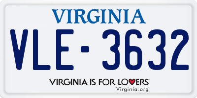 VA license plate VLE3632
