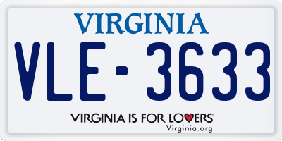 VA license plate VLE3633