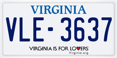 VA license plate VLE3637