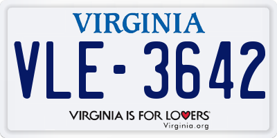 VA license plate VLE3642