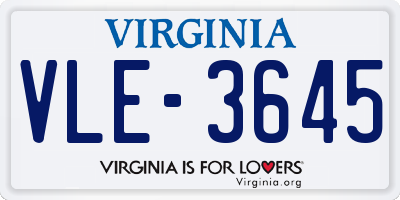 VA license plate VLE3645