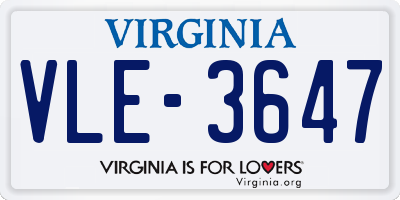 VA license plate VLE3647