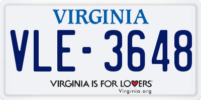 VA license plate VLE3648