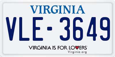 VA license plate VLE3649