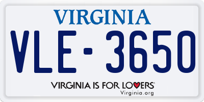 VA license plate VLE3650
