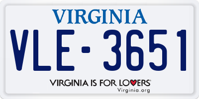 VA license plate VLE3651