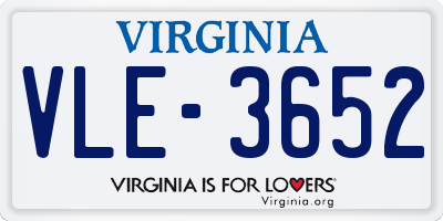 VA license plate VLE3652