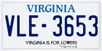 VA license plate VLE3653