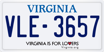 VA license plate VLE3657