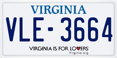 VA license plate VLE3664