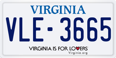 VA license plate VLE3665