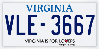 VA license plate VLE3667