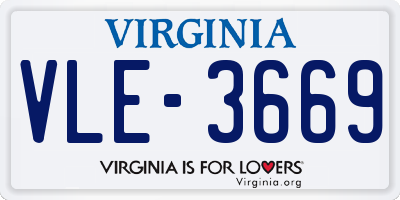 VA license plate VLE3669