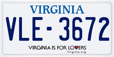 VA license plate VLE3672