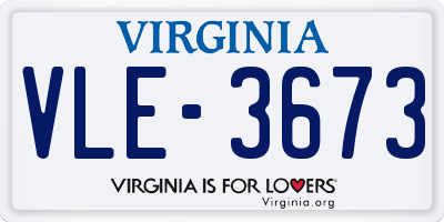 VA license plate VLE3673