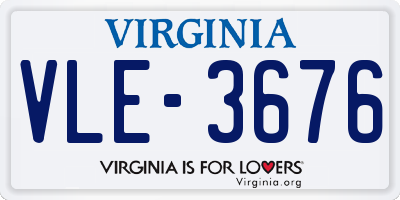 VA license plate VLE3676
