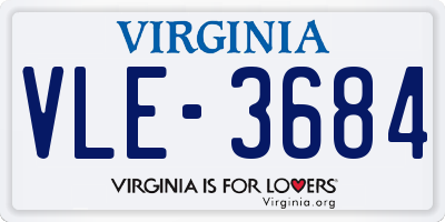 VA license plate VLE3684