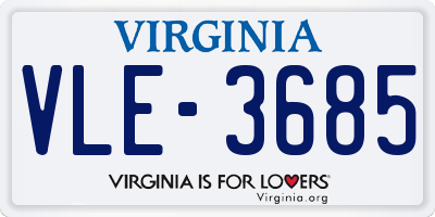 VA license plate VLE3685